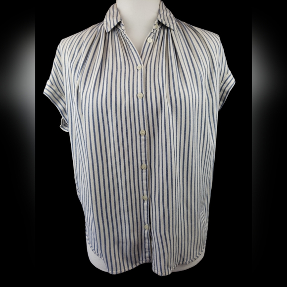 Madewell Central Drapey Shirt in Dalton Stripe Size XXS Oversized - Picture 4 of 10